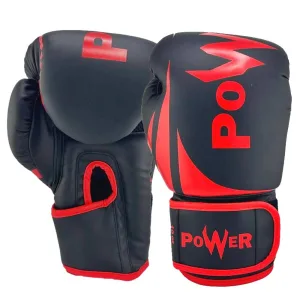 Рукавички боксерські Power 14 унцій - 14 унці - чорний-червоний