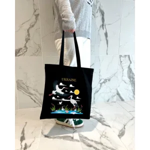 Екошопер BookOpt ВК4065 Ukraine «журавлі» символ щастя чорний