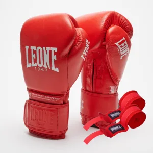 Боксерські рукавиці Leone GN111 THE GREATEST Red 16 унцій (бинти 4 м. в комплекті)