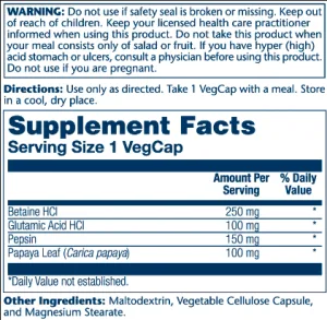 Betaine HCl 250 мг - 180 капсул