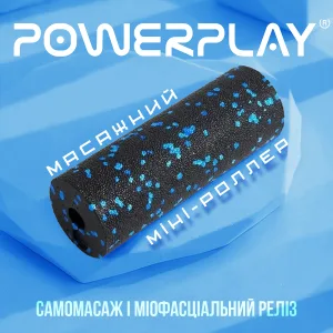 Масажний ролик (роллер) гладкий PowerPlay PP-4346 Mini EPP Foam Roller чорно/синій 15x5,3 см