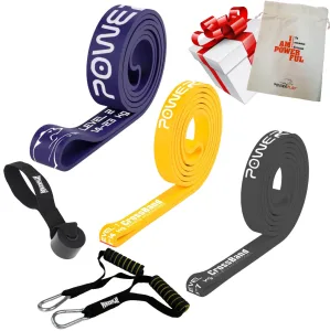Еспандер-петля (гумові петлі) PowerPlay PP_0020 набір 3шт. опір 2-23кг. (сумарно 44кг.) + ручки та якір