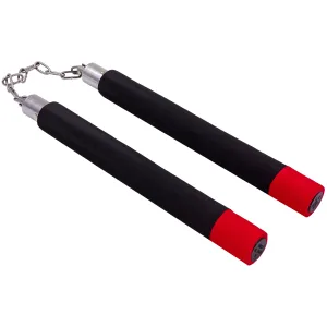 Нунчаку тренувальні з ланцюгом - чорний червоний