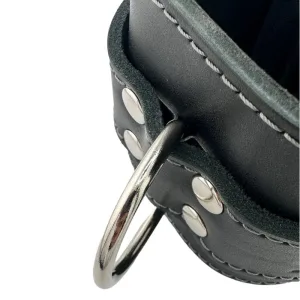 Манжет (ремінь) для силової тяги на гомілку та зап'ястя шкіряний 1 шт чорний