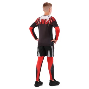 Костюм компресійний дитячий рашгард лонгслів штани та шорти VNM UFC FIGHT WEEK 2XS-L, чорний-червоний 9539B-9639B-V5030 L