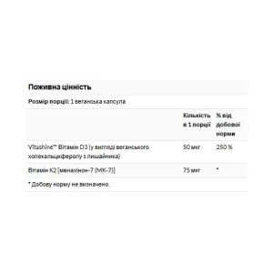 Vitamins D3 & K2 2000 Iu & 75 мкг - 60 капсул