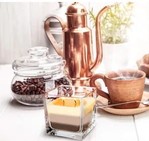 Ароматична свічка у стакані із триколірним наповненням ваніль SNK80 67