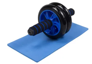 Ролик для пресу подвійний EasyFit з килимком синій