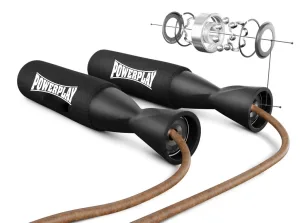 Скакалка шкіряна PowerPlay 4214 Leather Jump Rope Чорна 2,75 см.