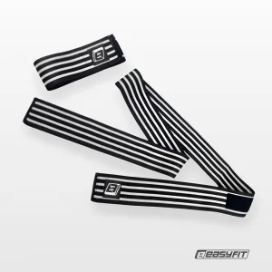 Бинт для присідань EasyFit фіксатор колінного суглоба (чорно-білий)