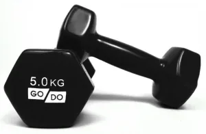 Гантелі для фітнесу з вініловим покриттям GoDo 2 шт по - 5 кг GD5.0 BK