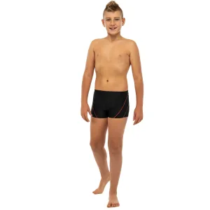 Плавки боксери для хлопчиків для плавання вік 6-10років чорно-жовтогарячий 10