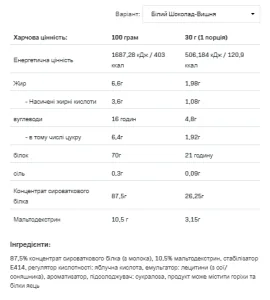 Whey Protein - 908 г Білий шоколад з вишнею