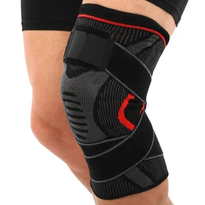 Наколінник бандаж еластичний з фіксуючим ременем та силіконовим кільцем та спіральними ребрами жорсткості SIBOTE 1 шт M