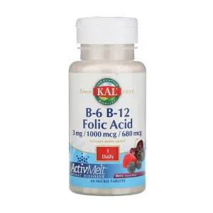 B-6 3 мг B-12 1000 мкг Folic Acid - 680 мкг 60 micro tablets ягода