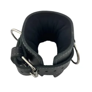 Манжет (ремінь) для силової тяги на гомілку та зап'ястя шкіряний 1 шт чорний