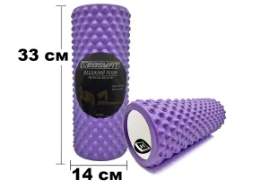 Масажний ролик EasyFit Grid Roller Light 33 см фіолетовий