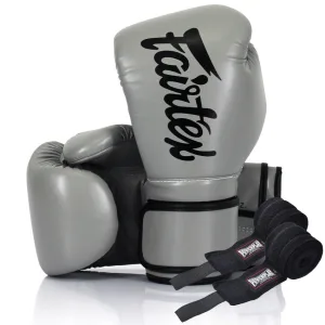 Боксерські рукавиці Fairtex BGV14 Grey 14 унцій (бинти в комплекті)