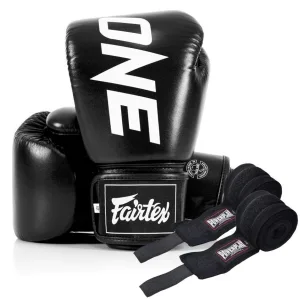 Боксерські рукавиці Fairtex BGV1-ONE (натуральна шкіра) Black 10 унцій (бинти в комплекті)