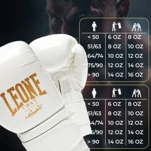 Боксерские перчатки Leone GN059W White/Gold 10 унций (капа в комплекте)