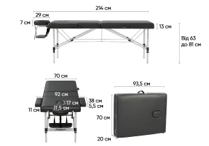 Massage table EasyFit ZenRest-2 folding couch black with cover