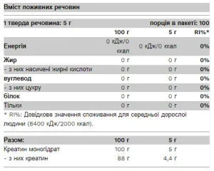 100% Creatine - 500 г Без смаку