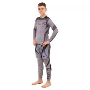 Костюм компресійний дитячий рашгард лонгслів штани та шорти VNM сірий 9533B-9633B-V5024 S