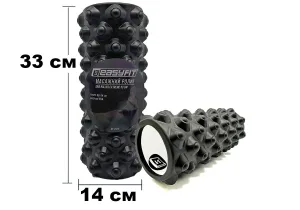 Масажний ролик EasyFit Grid Roller Extreme 33 см Чорний