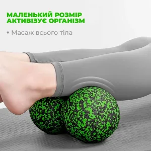 Масажний м'яч подвійний PowerPlay PP-4353 Epp foam Арахіс ball d12*24 cm. Чорно/Зелений
