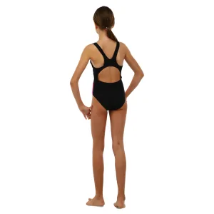 Купальник для плавання суцільний дитячий 6-12років чорно-бірюзово-малиновий 6