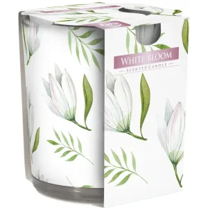 Ароматична свічка в скляному стакані Bispol біла квітка (SN 72s-42)