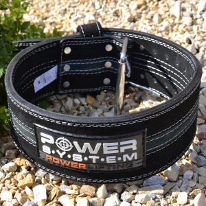 Пояс для пауерліфтингу Power System PS-3800 PowerLifting шкіряний Black/Grey Line - XXL