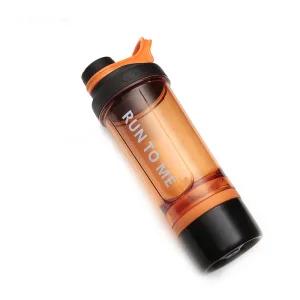 Шейкер спортивний з контейнером Casno 600 мл KXN-1199 з вінчиком помаранчевий