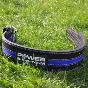 Пояс для пауерліфтингу Power System PS-3800 PowerLifting шкіряний Black/Blue Line - XXL