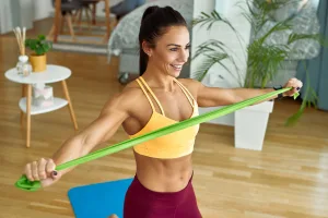 Стрічка-еспандер для фітнесу та реабілітації U-POWEX Fitness band 0,5мм. (9,1 кг) Green