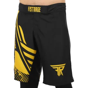 Шорти для змішаних єдиноборств ММА FISTRAGE розмір чорний-жовтий M