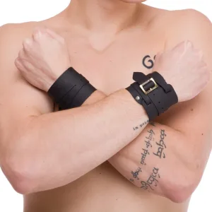 Напульсник атлетичний шкіряний чорний 1 шт - 21 x 7,5 см