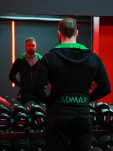 Пояс для важкої атлетики MadMax MFB-301 Suede Single Prong шкіряний Black/Green L