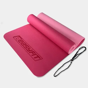 Килимок для йоги та фітнесу EasyFit TPE+TC 6 мм двошаровий рожевий св. рожевий
