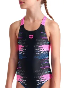 Arena RHYTHM SWIMSUIT V BACK L one-piece swimsuit girls black pink 116 cm