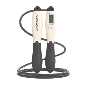 Скакалка з лічильником PowerPlay 4216 Jump Rope Чорно біла 2.8 см.
