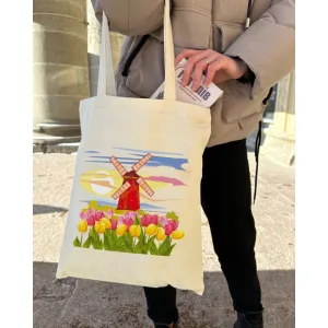 Екошопер BookOpt BK4071 "подорож нідерландами". країна вітряків і тюльпанів" бежевий