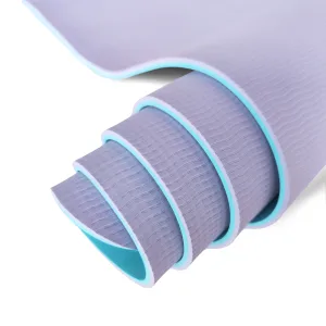 Килимок для фітнесу та йоги Sport TPE+TC 6 мм - бірюзово-рожевий