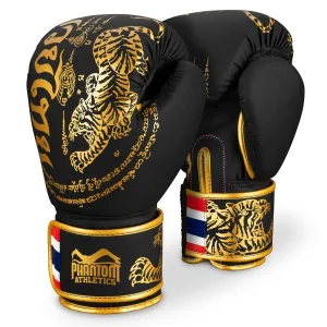 Боксерські рукавиці Phantom Muay Thai Black Gold 12 унцій (бинти 4 м. в подарунок)