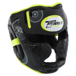 Шолом боксерський з повним захистом PVC TWN Чорно-лимонний XL