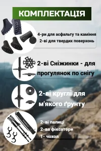 Треккинговые палки PowerPlay 9109 Fika Black/Red 60-135 см (пара) + 2 пары ботинок + чехол