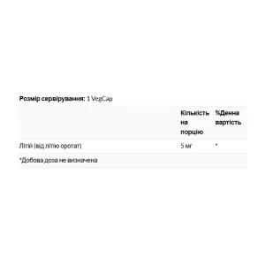 Lithium Orotate 5 мг - 120 капсул
