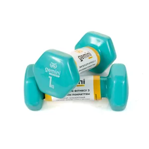 Гантелі Sport для фітнесу з вініловим покриттям 2 шт по 1.0 кг GSD-1.0CYAN