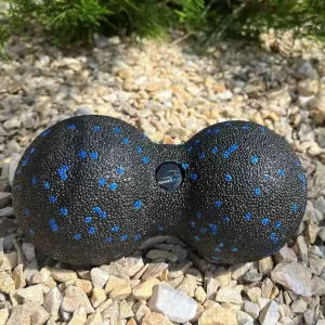 Масажний м'яч подвійний PowerPlay PP-4353 Epp foam Арахіс ball d12*24 cm. Чорно/Блакитний
