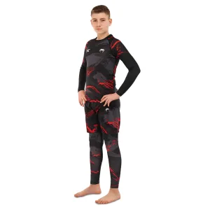 Костюм компресійний дитячий рашгард лонгслів штани і шорти VNM чорний-червоний 9529B-9629B-V5020 L